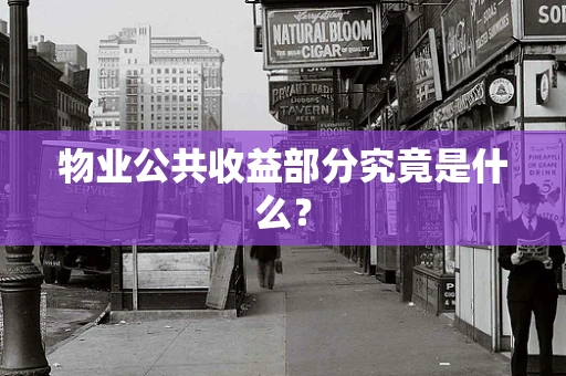 物业公共收益部分究竟是什么？
