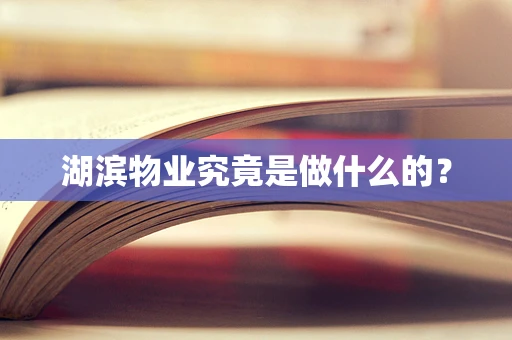 湖滨物业究竟是做什么的？
