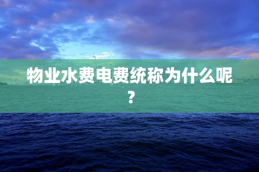 物业水费电费统称为什么呢？