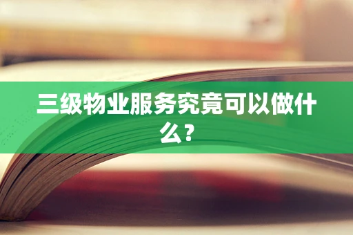 三级物业服务究竟可以做什么？