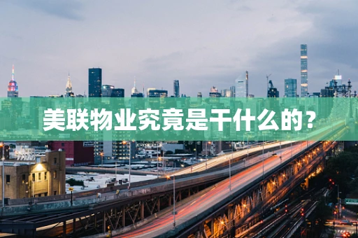 美联物业究竟是干什么的？